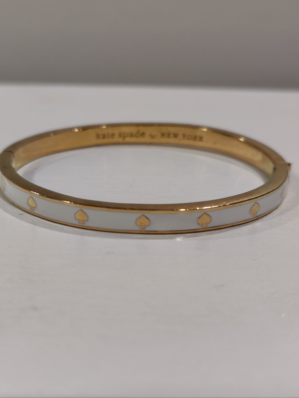 Kate Spade Thin White Gold Enameled Bangle Bracelet